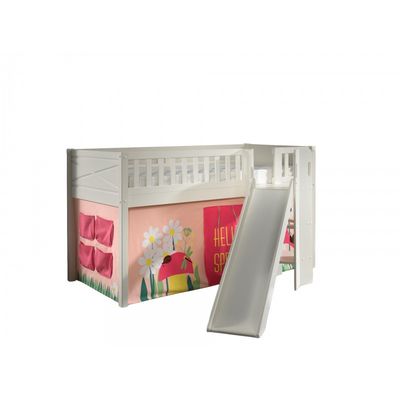 Halvhøj seng med rutsjebane 90×200 – Scott Sæt, hvid