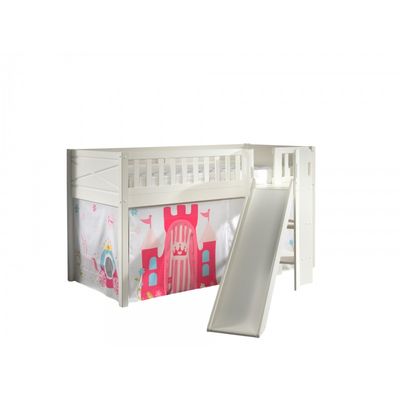 Halvhøj børneseng med rutsjebane 90x200 – Scott sæt, hvid