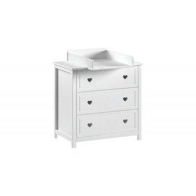 Skuffekommode med pusletop – AMORI, hvid