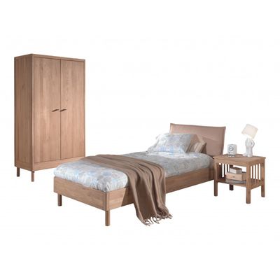Børneseng-sæt i eg 90 × 200 – Forrest Oak med garderobeskab og natbord