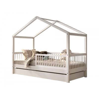 Køjeseng hus med skuffe – Forrest Beech sæt, hvid (90 × 200 cm + 90 × 190 cm)