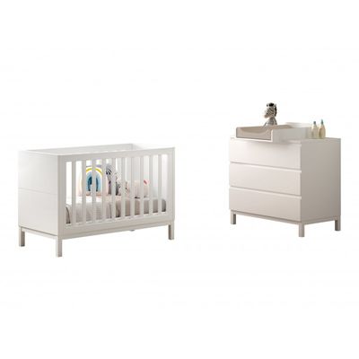 Babyseng og puslekommode sæt 60 × 120 cm – Eva, hvid