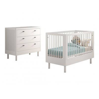 Tremmeseng og kommode i bøg – Forrest Beech sæt 60 × 120 cm, hvid