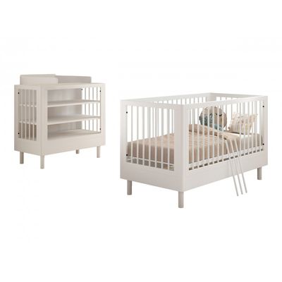 Babyseng og puslesæt FORREST Beech (70 × 140 cm) – hvid