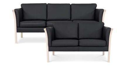 Dragør 3+2 sofasæt - Sort bonded læder