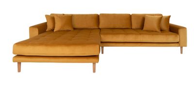 Torino Lounge Sofa i sennepsgul velour venstrevendt