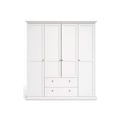 Bordeaux garderobeskab 181 cm 4 låger + 2 skuffer - Hvid
