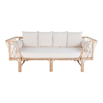 Montella Rattan Sofa - Rattan sofa med hynde, 4 rygpuder og 2 sidepuder