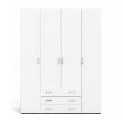 Bolmen garderobeskab 154 cm 4 låger - Hvid