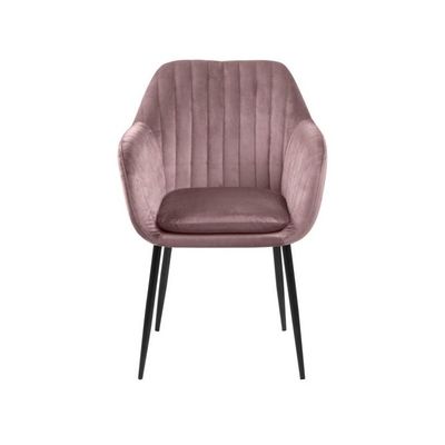 Emilia Spisebordsstol Rosa velour med armlæn
