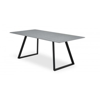 Arctic spisebord 200x100 cm, grå keramik i marmorlook med sort metal ben