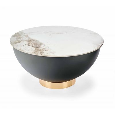 CECILIA sofabord, marmor / Grå / guld