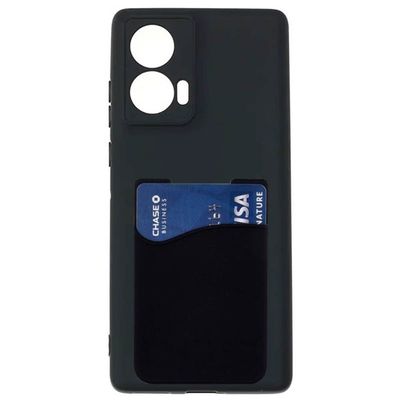 Silikone cover med kortholder til Motorola Moto G85 - Sort