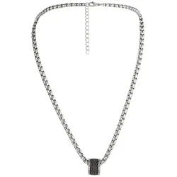 KARMA Edelstahlkette Herrenkette mit Anhänger Edelstahl wasserfest antiallergisch (Halskette silber, Herrenschmuck Geschenk Mann), Kett 59 cm, verstellbar silberfarben