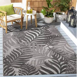 Teppich SANAT "Floral Outdoor", grau, B:140cm H:6mm L:200cm, Kunstfaser, Teppiche, Teppich, In- und Outdoor geeignet, florales Design, Balkon, Terasse