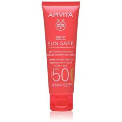 Apivita Bee Sun Safe Anti-Spot and Anti-Age Tinted Face Cream SPF50 schützende Tönungscreme für das Gesicht SPF 50 Farbton Golden 50 ml