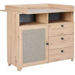 Jimmylee Wickelkommode , Eiche Artisan , Metall , 1 Fächer , 3 Schubladen , 108x92x102 cm , DIN EN ISO 9001 , Babymöbel & Kindermöbel, Babyzimmer, Wickelkommoden & Zubehör, Wickelkommoden