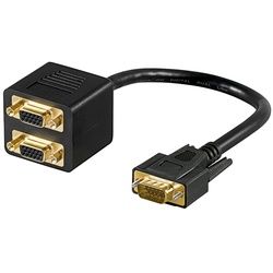 Goobay VGA Adapterkabel, vergoldet - VGA-Stecker (15-polig) > 2x VGA-Buchse (15-polig)