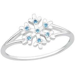 Order & Smile Schmuck Silberring Silber Ring Schneeflocke blau 54