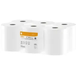 Satino HiCycle Handtuchrollen, 1-lagig, hochweiß, CF1, Hochweißes Handtuchpapier in 100% Recycling-Qualität, 1 Karton = 6 Rollen à 857 Blatt