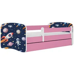 Raumhirsch Furniture Kinderbett Kosmos mit Schublade 180/80 90/61/184 , Rosa , Holzwerkstoff , Rechteckig , 80x180 cm , FSC 100% , Babymöbel & Kindermöbel, Kinderzimmer & Jugendzimmer, Kinderbetten