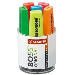 Textmarker - STABILO BOSS ORIGINAL - 6er Rundbox - gelb, grün, orange, rot, pink, blau