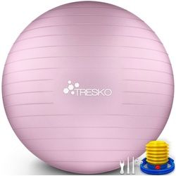 TRESKO Gymnastikball mit GRATIS Übungsposter inkl. Luftpumpe Yogaball, BPA-Frei Sitzball Büro Anti-Burst inkl. Luftpumpe, Fitnessball 85 cm