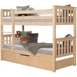 Mid.you Etagenbett , Naturfarben , Holz , Kiefer , massiv , Höhe ca. 18 cm , 90x200 cm , Bettkasten, in verschiedenen Holzarten erhältlich, nur für Rollroste geeignet , Babymöbel & Kindermöbel, Kinderzimmer & Jugendzimmer, Stockbetten