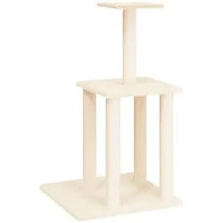 vidaXL Kratzbaum Kratzbaum mit Sisal-Kratzsäulen Creme 85,5 cm Katze Spielplatz Beschäf beige
