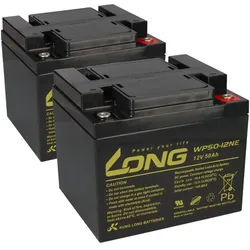 Ersatzakku E-Lobil C304, Maxi 260 Norderoog 2x Kung Long 12V 50Ah Blei Akku Zyklenfest AGM VRLA