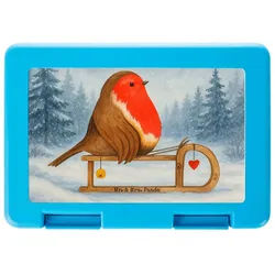 Mr. & Mrs. Panda Butterdose Rotkehlchen Schlitten Design, Snackbox, Weiß, Vesperbox, Lunchbox, Sn, Premium Kunststoff, (Packung), Kinderbrotdose snack aufbewahrungsbox Bento Box weiß