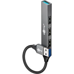 Goobay Slim 4-Port USB-Hub, USB-A auf USB-A, USB 3.2 - USB-A-Stecker (USB 3.2) > 1x USB-A-Buchse (USB 3.2), 3x USB-A-Buchse (USB 2.0)