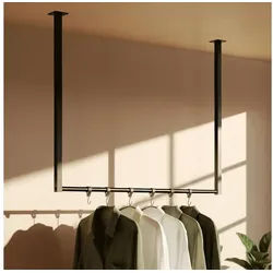 CLP Garderobenständer Fenton, mit 6 Kleiderhaken, für Deckenmontage schwarz 80 cm x 80 cm x 7 cm