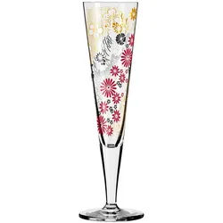 Ritzenhoff Champagnerglas , Rot, Schwarz, Goldfarben , Glas , 205 ml , 7.2x24.0x7.2 cm , Fsc, Made in Germany , Gläser, Champagner- & Sektgläser