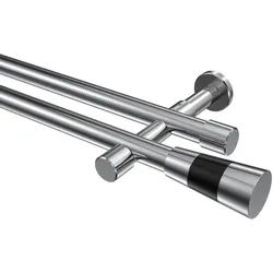 GARDINENSTANGE Prestige Tanara 240 cm (geteilt in 2 x 120 cm), 2-läufig (ohne Ringe), 20 mm Ø Chrom