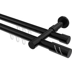 GARDINENSTANGE INNENLAUF Prestige Zoena 280 cm (geteilt in 2 x 140 cm), 2-läufig, 20 mm Ø Schwarz