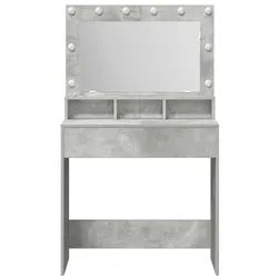 vidaXL Schminktisch Betongrau - 79 x 41 x 135 cm - Variante 1 Schminktisch mit LED-Lichter grau