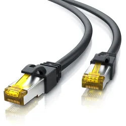 Primewire LAN-Kabel, CAT.7, RJ-45 (Ethernet) (1500 cm), Gigabit Ethernet S/FTP Netzwerkkabel, 10000 Mbit/s, Patchkabel - 15m schwarz