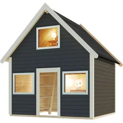 Karibu Kinderspielhaus Kalle mit 2 Etagen - 19 mm terragrau