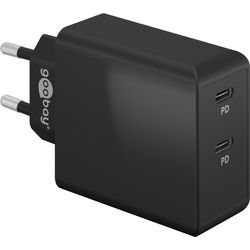 Goobay Dual-USB-CTM PD Schnellladegerät (36 W) schwarz - Ladeadapter mit 2x USB-CTM-Anschlüssen (Power Delivery)