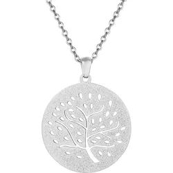 Karisma Kette mit Anhänger Karisma Damen Edelstahl 316L Collier Anhänger Kette -, Lebensbaum Baum des Lebens - NQD107 - Silber