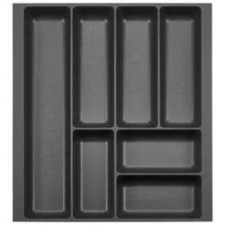SO-TECH® Besteckeinsatz Orga-Box 2 silbergrau Canvas Leinwand Struktur für Nobilia, Besteckeinsatz 409 mm Breite, Anthrazit grau 40.9 cm x 5.05 cm x 46.1 cm