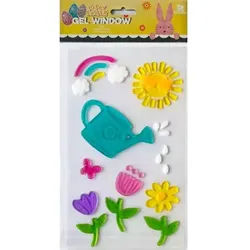 Fenstergel mit Frühlingsmotiv - Blumen mit Gießkanne