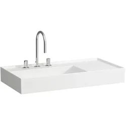LAUFEN Kartell Waschtisch 8103384001581, 90x46cm, weiß LCC, Ablage rechts, 3 Hahnl., Saphirkeramik