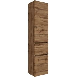 Held Hochschrank , Eiche Wotan , Holzwerkstoff , 4 Fächer , 1 Schubladen , 40x180x35 cm , Made in Germany , stehend, hängend, Typenauswahl , Badezimmer, Badmöbel, Hochschränke