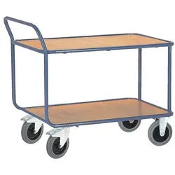 ROLLCART Tischwagen mit 2 Etagen 80 x 50 cm blau, 85x100x50 cm