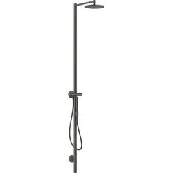 hansgrohe AXOR Starck Duschsäulen Set, Kopfbrause 240 1-jet, mit Thermostat, Aufputzmontage, 12672340, Farbe: Brushed Black Chrome