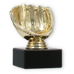 Pokal Kunststofffigur Baseballhandschuh gold auf schwarzem Marmorsockel 10,8cm