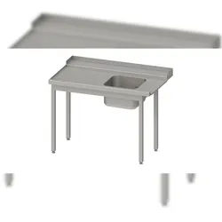 Stalgast Edelstahl Zulauftisch, Korbführung mit Gefälle, ohne Grundboden, ein Becken 900x750x880 mm, Anbauseite links, verschweißt