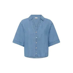 Kurzarmhemd KAFFE "Kurzarmhemd KAjade", Damen, Gr. 44, N-Gr, blau (medium blau chambray), Obermaterial: 100% Baumwolle CO., Hemden